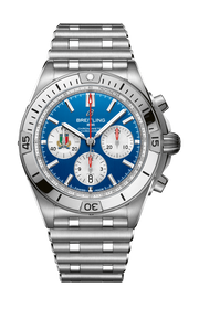 Breitling Chronomat B01 42 Six Nations Italy Blue Dial Silver Steel Strap Watch for Men - AB0134A41C1A1