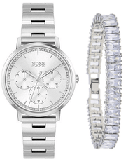 Hugo Boss Prima Chronograph Silver Dial Silver Steel Strap Watch for Women - 1502570
