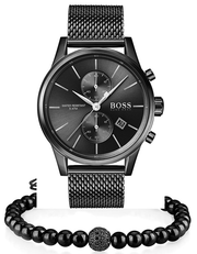 Hugo Boss Associate Chronograph Black Dial Black Mesh Bracelet Watch for Men - 1513769