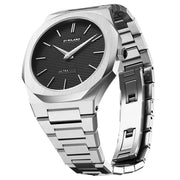 D1 Milano Ultra Thin Black Dial Silver Steel Strap Watch for Men - D1-UTBJ14