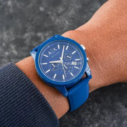 Armani Exchange Outerbanks Chronograph Blue Dial Blue Silicone Strap Watch For Men - AX1327