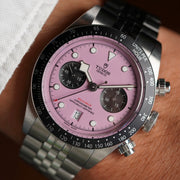 Tudor Black Bay Chrono Pink Dial Silver Steel Strap Watch for Men - M79360N-0019