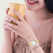 Swarovski Lovely Crystals White Dial Gold Steel Strap Watch for Women - 5242895