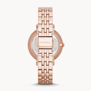 Fossil Jacqueline Rose Gold Dial Rose Gold Steel Strap Watch for Women - ES3435