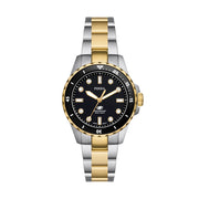 Fossil Blue Dive Three Hand Black Dial Two Tone Steel Strap Watch For Women - ES5349