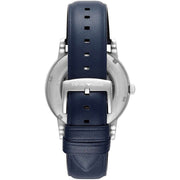 Emporio Armani Luigi Chronograph Blue Dial Blue Leather Strap Watch For Men - AR60011