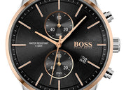 Hugo Boss Associate Chronograph Black Dial Silver Mesh Bracelet Watch for Men - 1513805