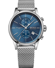 Hugo Boss Jet Chronograph Blue Dial Silver Mesh Bracelet Watch for Men - 1513441