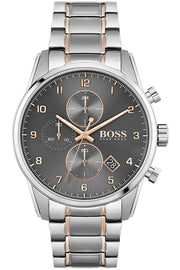 Hugo Boss Skymaster Chronograph Grey Dial Two Tone Steel Strap Watch for Men - 1513789