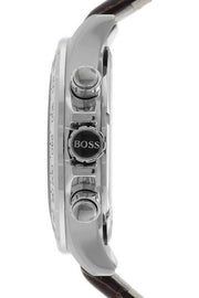 Hugo Boss Ikon Chronograph Black Dial Black Leather Strap Watch for Men - 1513178