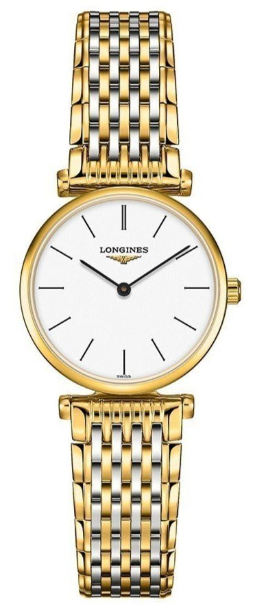 Longines La Grande Classique White Dial Two Tone Mesh Bracelet Watch for Women - L4.209.2.12.7