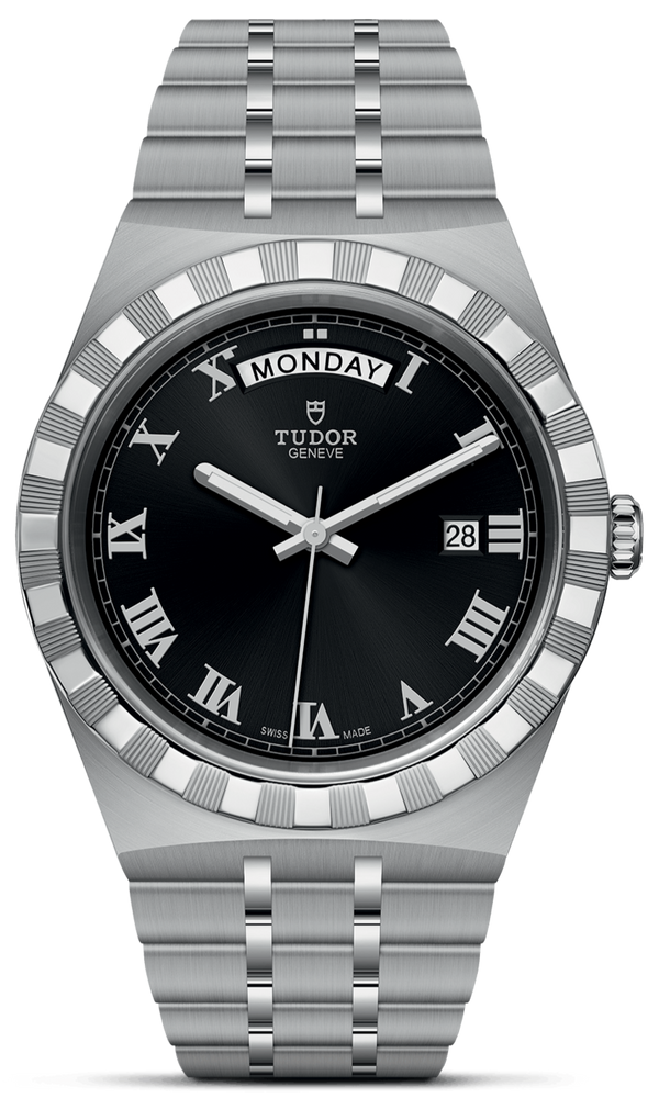 Tudor Royal Automatic Black Dial Silver Steel Strap Watch for Men - M28600-0003