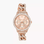 Michael Kors Layton Multifunction Crystals Rose Gold Dial Rose Gold Steel Strap Watch for Women - MK4654