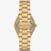 Michael Kors Lennox Three Hand Gold Dial Gold Steel Strap Watch For Women - MK7289