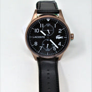 Lacoste Continental Black Dial Black Leather Strap Watch for Men - 2011042