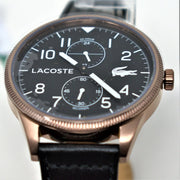 Lacoste Continental Black Dial Black Leather Strap Watch for Men - 2011042