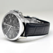 Tissot T Classic Chemin Des Tourelles Chronograph Black Dial Black Leather Strap Watch For Men - T099.427.16.058.00