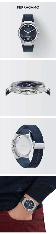 Salvatore Ferragamo Sapphire Chrono Blue Dial Blue Rubber Strap Watch for Men - SFME00923