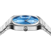 D1 Milano Square Maldives Sea Blue Dial Silver Steel Strap Watch for Men - D1-SQBJ05