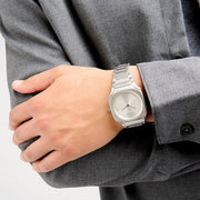 D1 Milano Square Silver Dial Silver Steel Strap Watch for Men - D1-SQBJ10