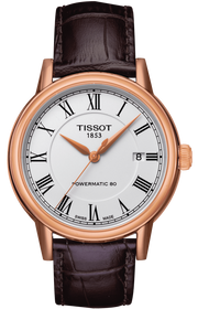 Tissot T Classic Carson Powermatic 80 White Dial Brown Leather Strap Watch for Men - T085.407.36.013.00