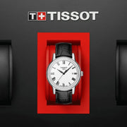 Tissot T Classic Carson White Dial Black Leather Strap Watch for Men - T085.410.16.013.00