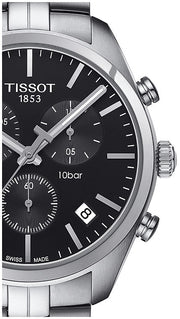 Tissot T Classic PR 100 Chronograph Black Dial Silver Steel Strap Watch for Men - T101.417.11.051.00