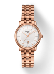 Tissot T Classic Carson Premium White Dial Rose Gold Steel Strap Watch for Women - T122.207.33.031.00