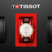 Tissot Carson Premium Powermatic 80 White Dial Brown Leather Strap Watch For Men - T122.407.36.031.00