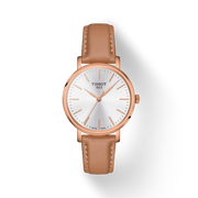 Tissot Everytime Lady Silver Dial Brown Leather Strap Watch for Women - T143.210.36.011.00