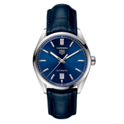 Tag Heuer Carrera Date Blue Dial Blue Leather Strap Watch for Men - WBN2112.FC6504