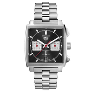 Tag Heuer Monaco Automatic Chronograph Black Dial Silver Steel Strap Watch for Men - CBL2113.BA0644