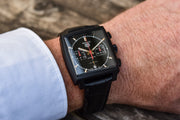 Tag Heuer Monaco Automatic Chronograph Black Dial Black Leather Strap Watch for Men - CBL2180.FC6497