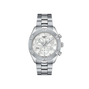 Tissot PR 100 Sport Chic Chronograph Diamonds Mother of Pearl Dial Silver Steel Strap Watch for Women - T101.917.11.116.00