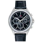 Tommy Hilfiger Ari Diamonds Black Dial Black Leather Strap Watch for Women - 1781981