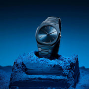 D1 Milano Ultra Thin Midnight Dial Blue Steel Strap Watch for Men- D1-UTBJ21