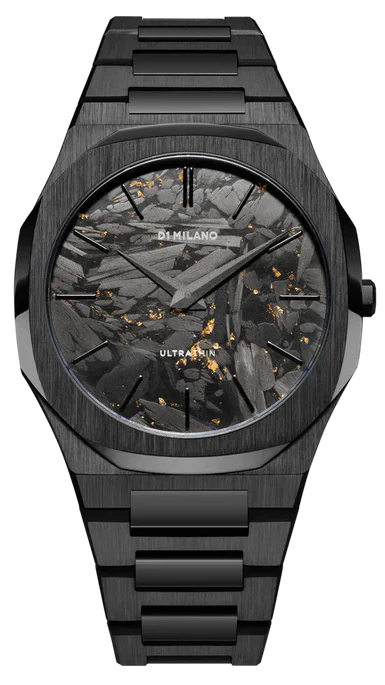 D1 Milano Ultra Thin Two Tone Black Steel Strap Watch for Men - D1-UTBJ31