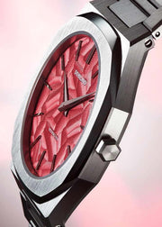 D1 Milano Ultra Thin Barn Red Dial Silver Steel Strap Watch for Men - D1-UTBJ33