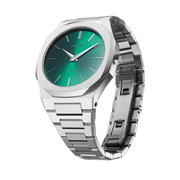 D1 Milano Ultra Thin Green Dial Silver Steel Strap Watch for Men - D1-UTBJ37