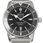 Breitling Superocean Heritage B20 Automatic 46 Black Dial Silver Mesh Bracelet Watch for Men - AB2020121B1A1