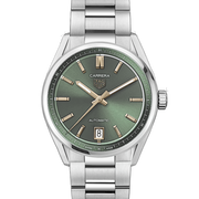 Tag Heuer Carrera Date Automatic 18K Green Dial Silver Steel Strap Watch for Women - WBN2312.BA0001