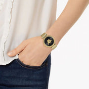 Versace Palazzo Empire Greca Black Dial Gold Mesh Bracelet Watch for Women - VEDV00519