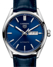Tag Heuer Carrera Day Date Blue Dial Blue Leather Strap Watch for Men - WBN2012.FC6502
