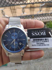 Hugo Boss Jet Chronograph Blue Dial Silver Mesh Bracelet Watch for Men - 1513441
