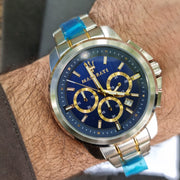 Maserati Successo Chronograph Blue Dial Two Tone Steel Strap Watch For Men - R8873621008