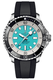 Breitling Superocean Automatic 44 Turquoise Dial Black Rubber Strap Watch for Men - A17376211L2S1