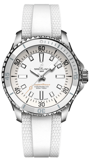 Breitling Superocean Automatic 36 White Dial White Rubber Strap Watch for Men - A17377211A1S1