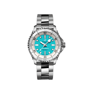Breitling Superocean Automatic 36 Turquoise Dial Silver Steel Strap Watch for Men - A17377211C1A1