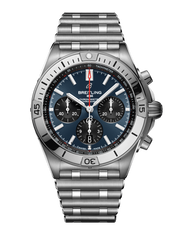 Breitling Chronomat B01 42mm Blue Dial Silver Steel Strap Watch for Men - AB0134101C1A1