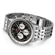 Breitling Navitimer B01 Chronograph 43 Black Dial Silver Steel Strap Watch for Men - AB0138211B1A1